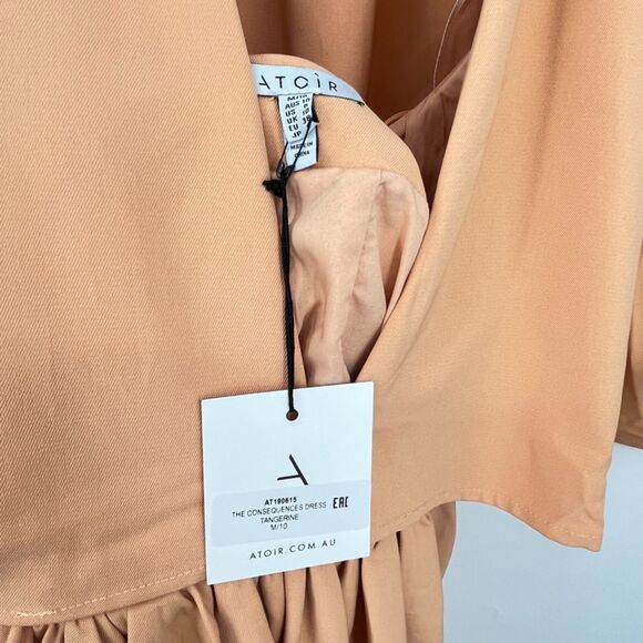 NWT Atoir Cutout Cape Mini Dress Size 6 Tangerine Orange Plunging V Neck, Modern - Picture 7 of 8